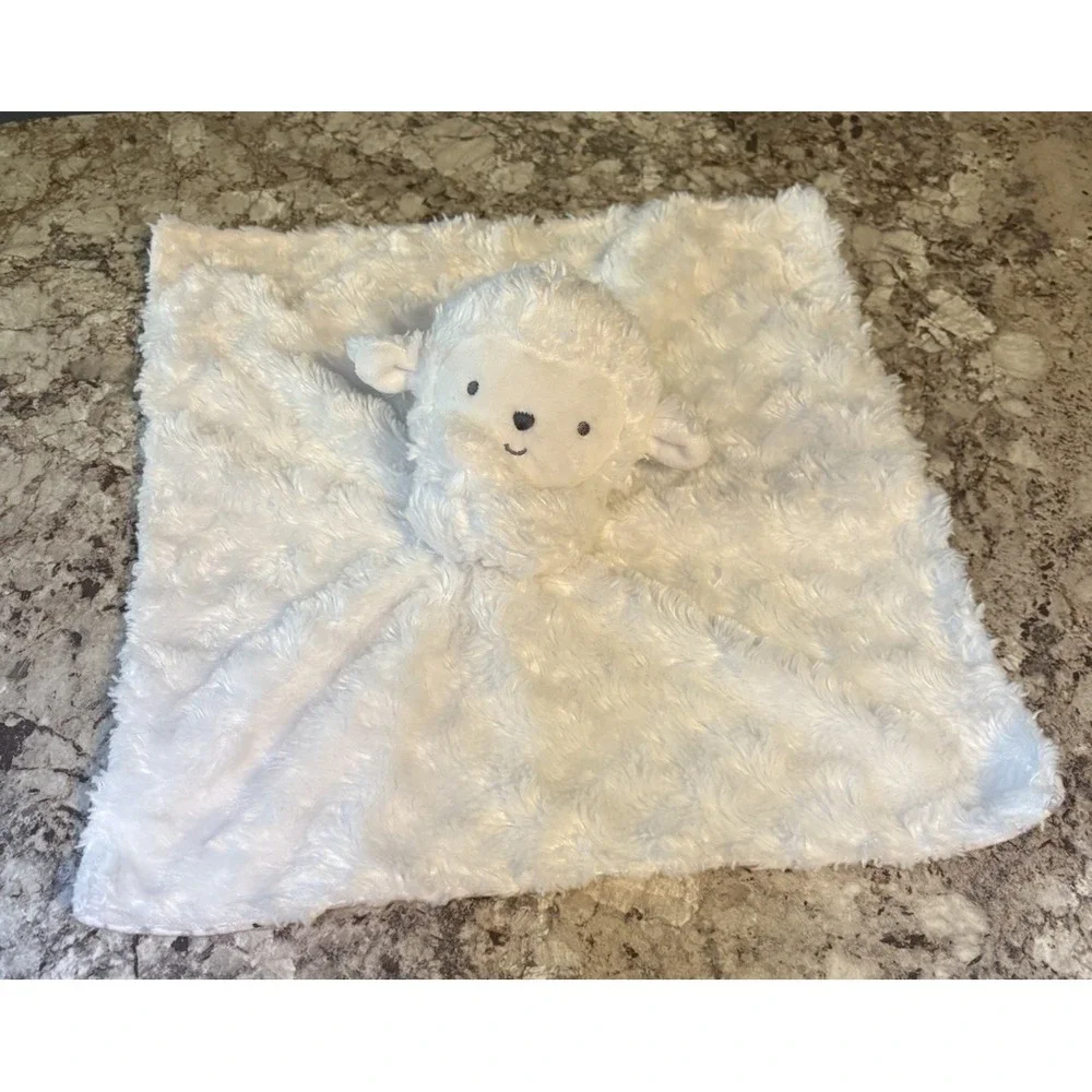 Carters Just‎ One You White Sheep Lovey Soft Security Blanket Reversible VGUC